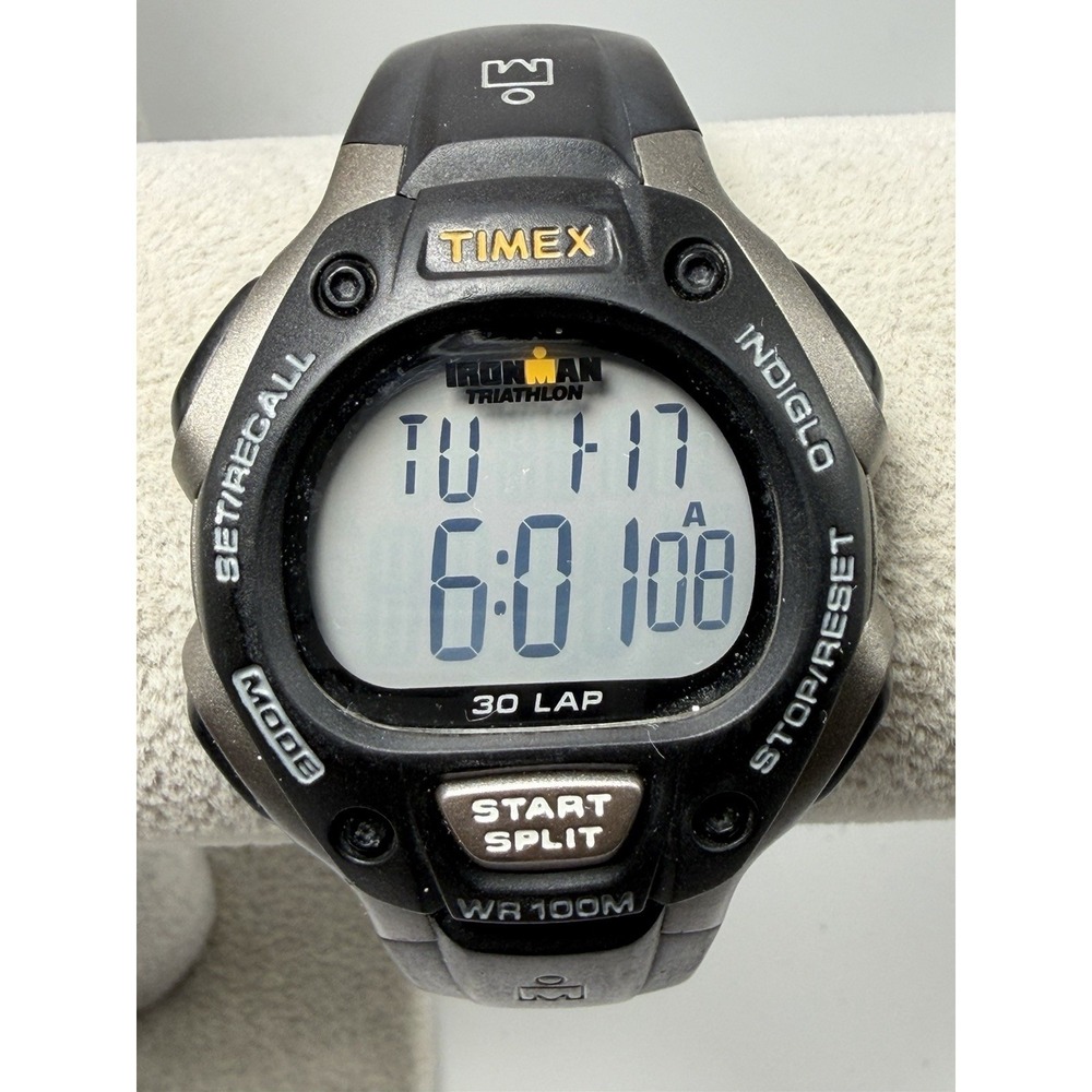 Timex 170 Mens Watch New Battery Black 2017 38MM 8.5" 30 Lap Digital